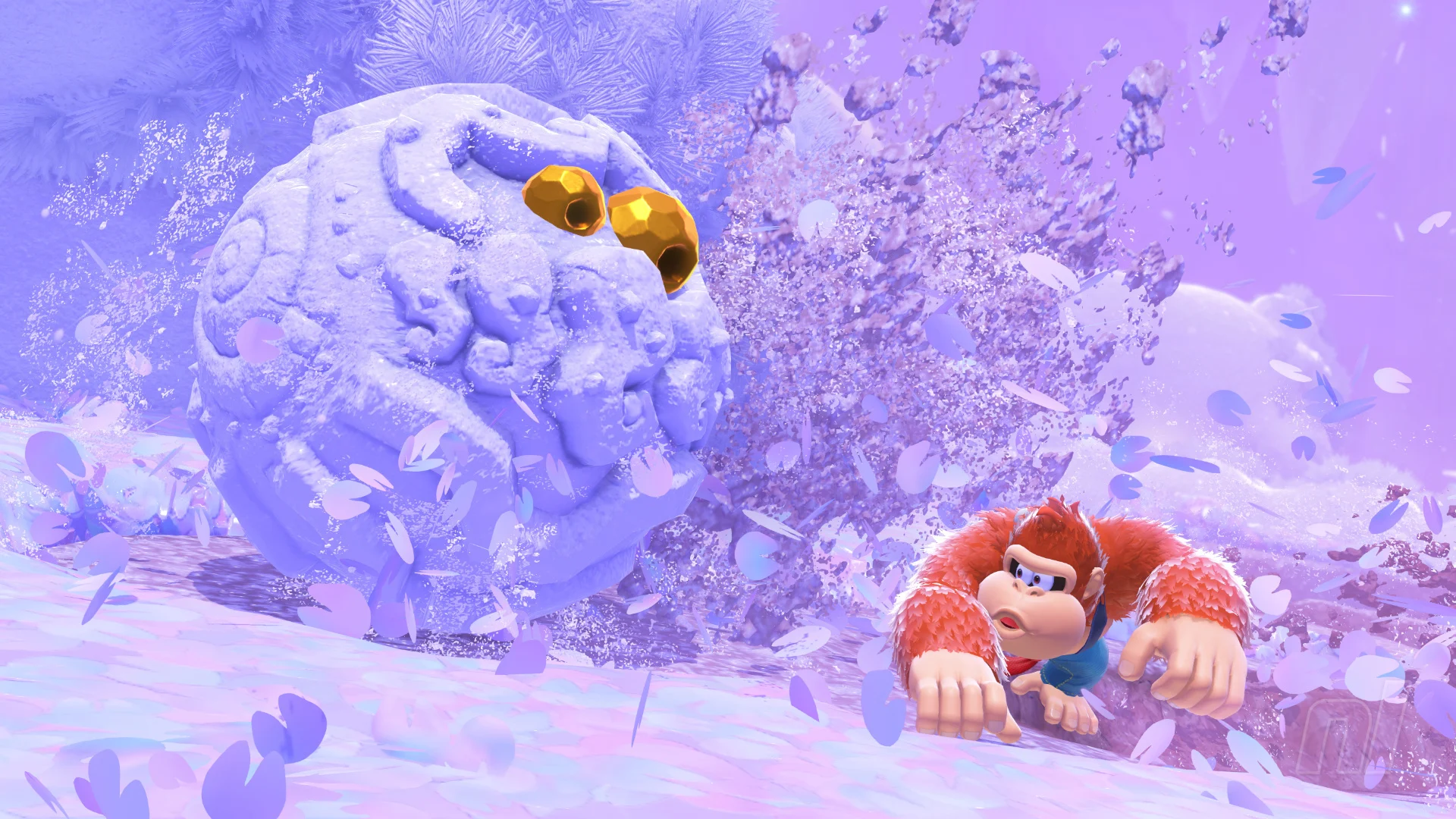 Donkey Kong collecting golden Banandium crystals